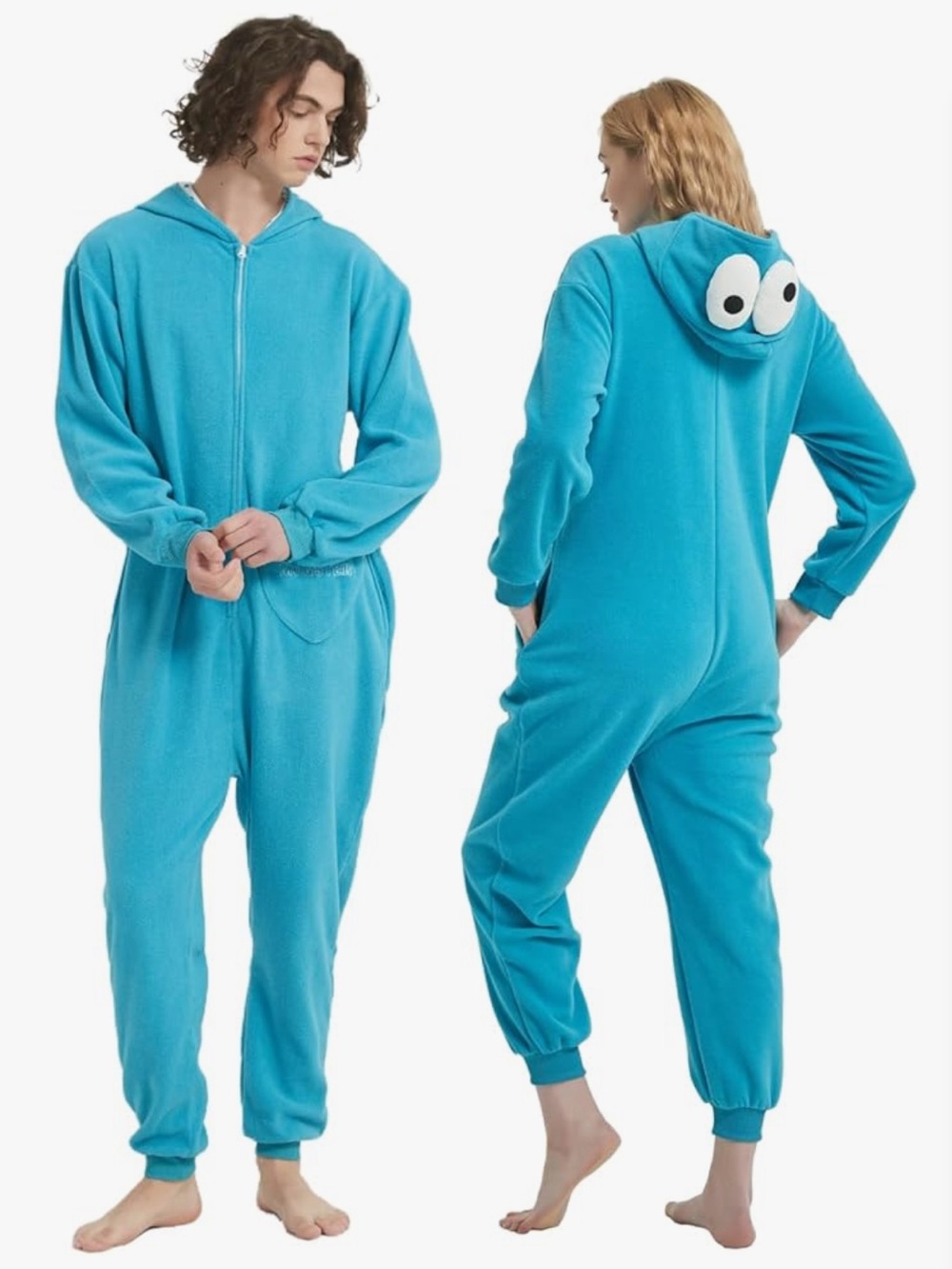 Cookie Monster Hooded One-Piece Union Suit Pajamas Costume
